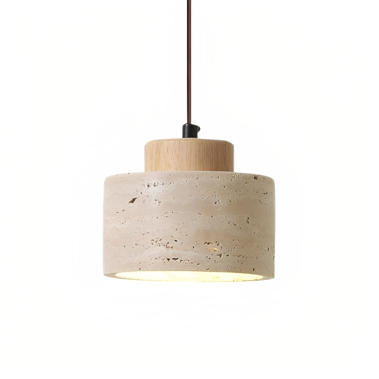 Contemporary Travertine Stone Pendant Light for Kitchen Island – Adjustable Height LED Fixture 0