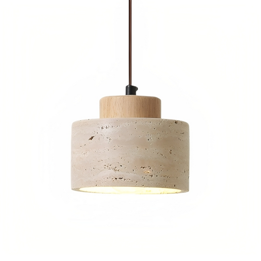 Contemporary Travertine Stone Pendant Light for Kitchen Island – Adjustable Height LED Fixture 0